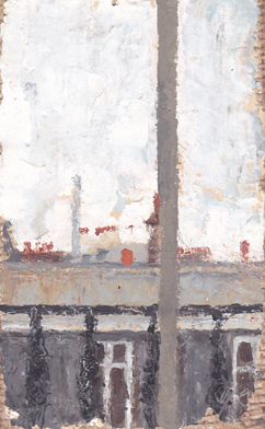 oil on plastered burlap