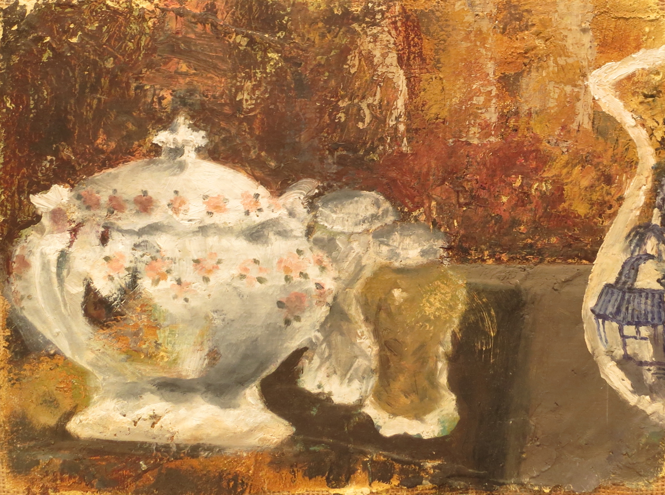 oil on plastered burlap